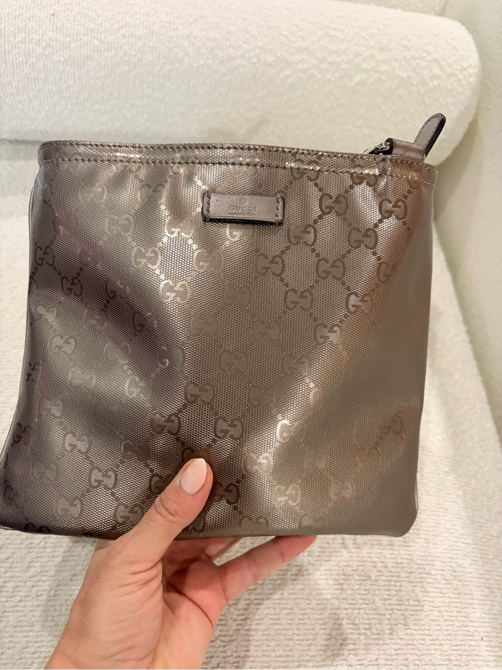 Gucci Metallic lilac/pink GG Monogram crossbody bag